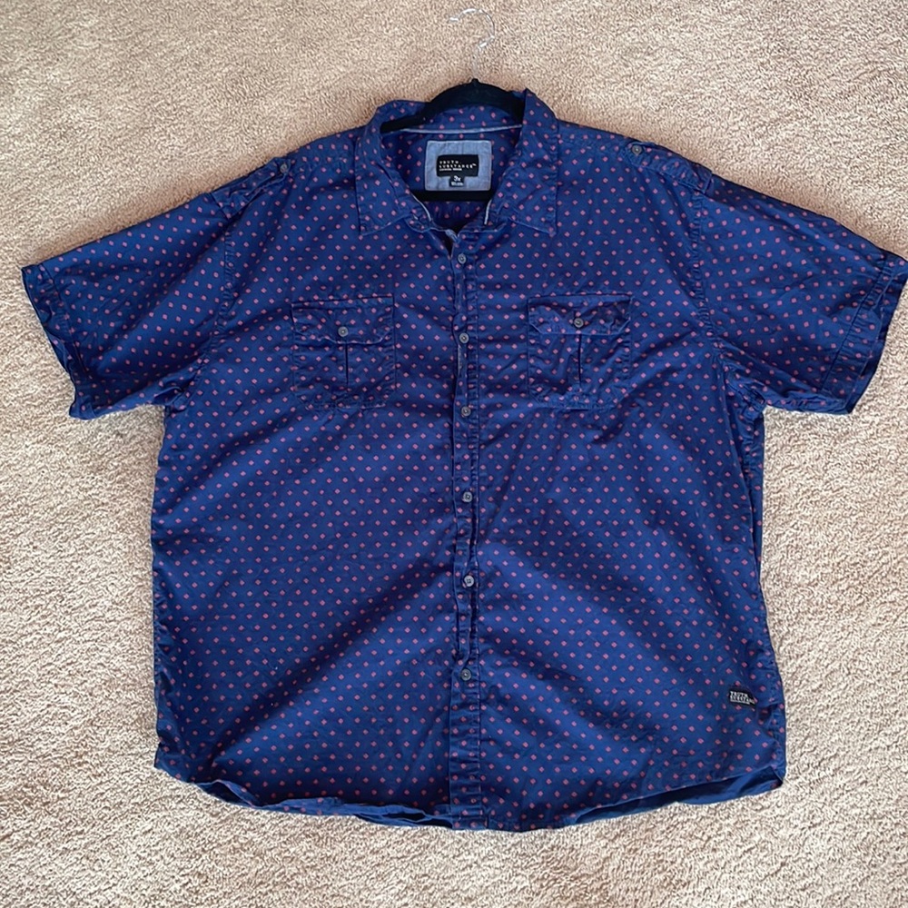Truth Substance Common Sense 3X 100% Cotton Mens Navy Shirt with Red Squares